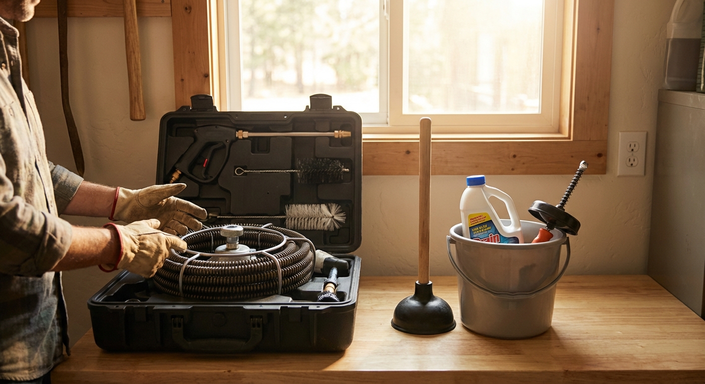 전문 배관 청소 도구와 비교 이미지