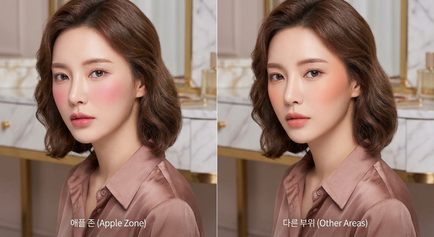 애플 존과 다른 부위 블러셔 비교 이미지
