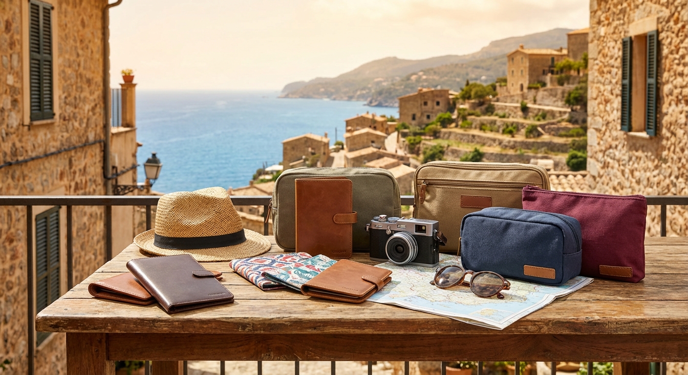 다양한 스타일의 여권 케이스와 여행 파우치