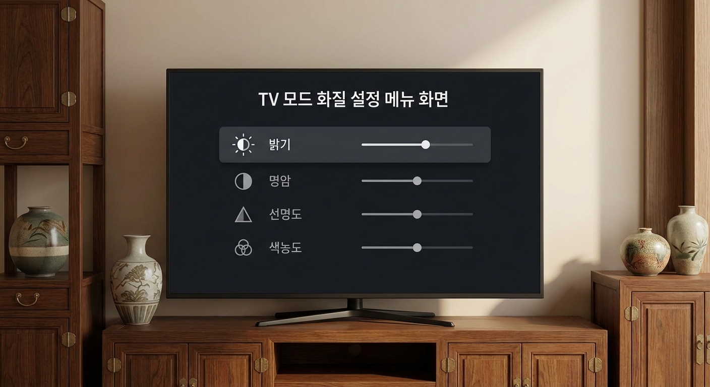 TV 모드 화질 설정 메뉴 화면