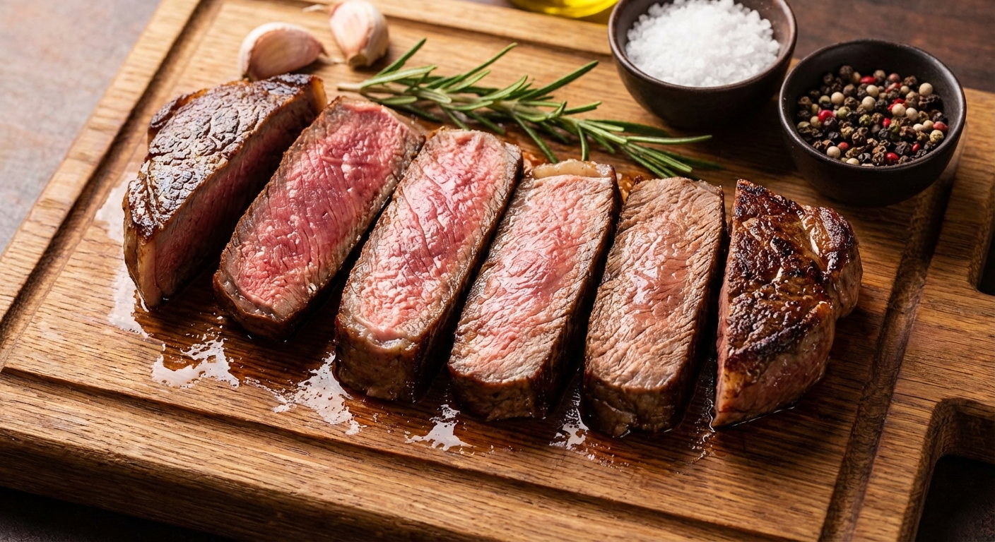 온도별 스테이크 익힘 정도 비교 차트