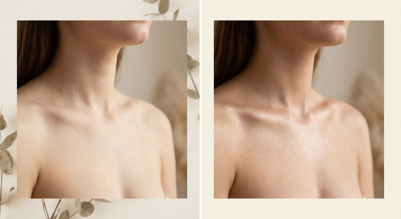 쇄골 메이크업 전후 비교샷