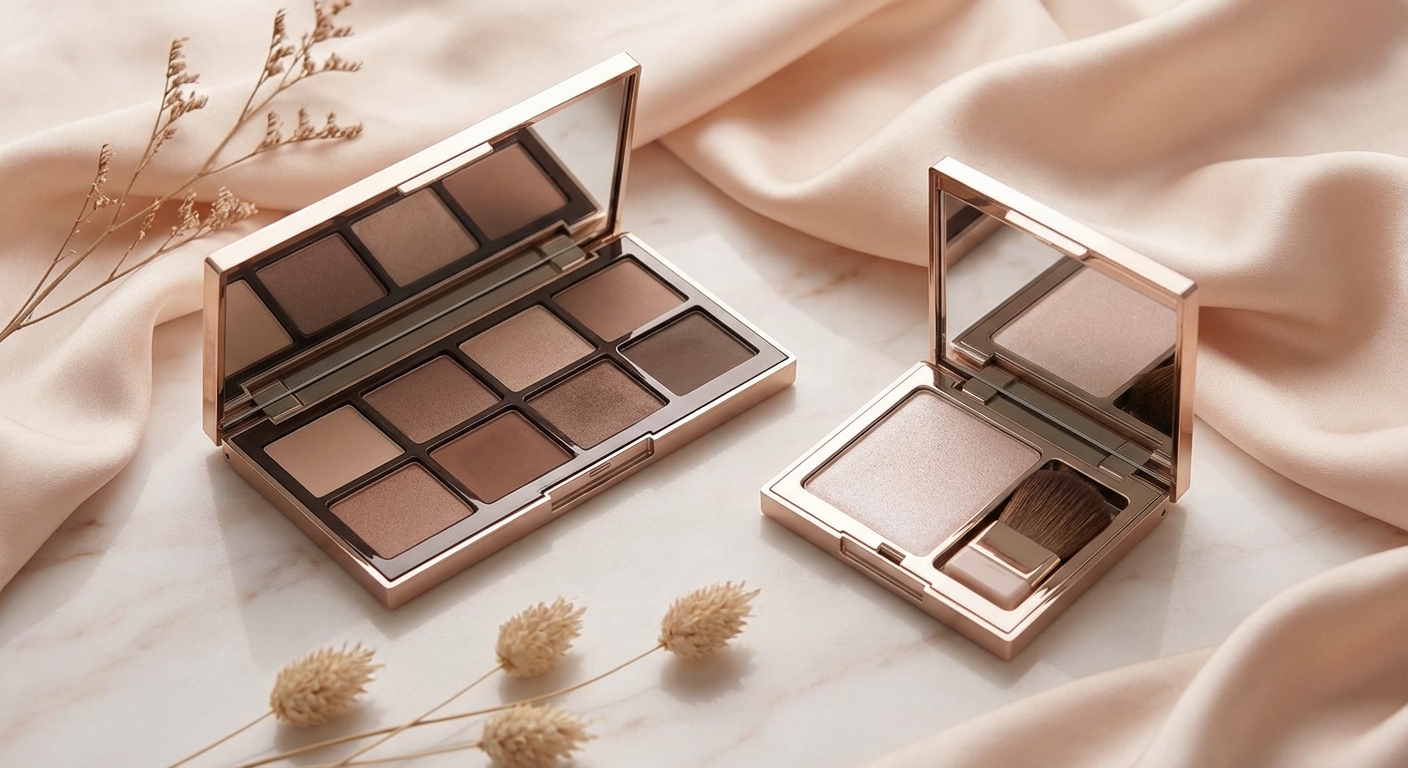 셰이딩 팔레트와 하이라이터 제품 디테일 컷