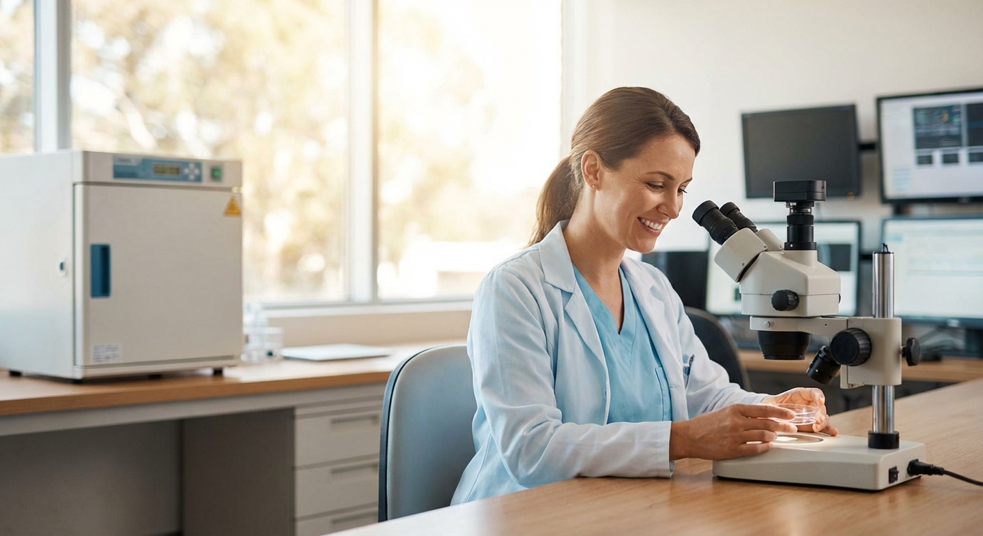 배아 배양 과정을 보여주는 실험실 장면