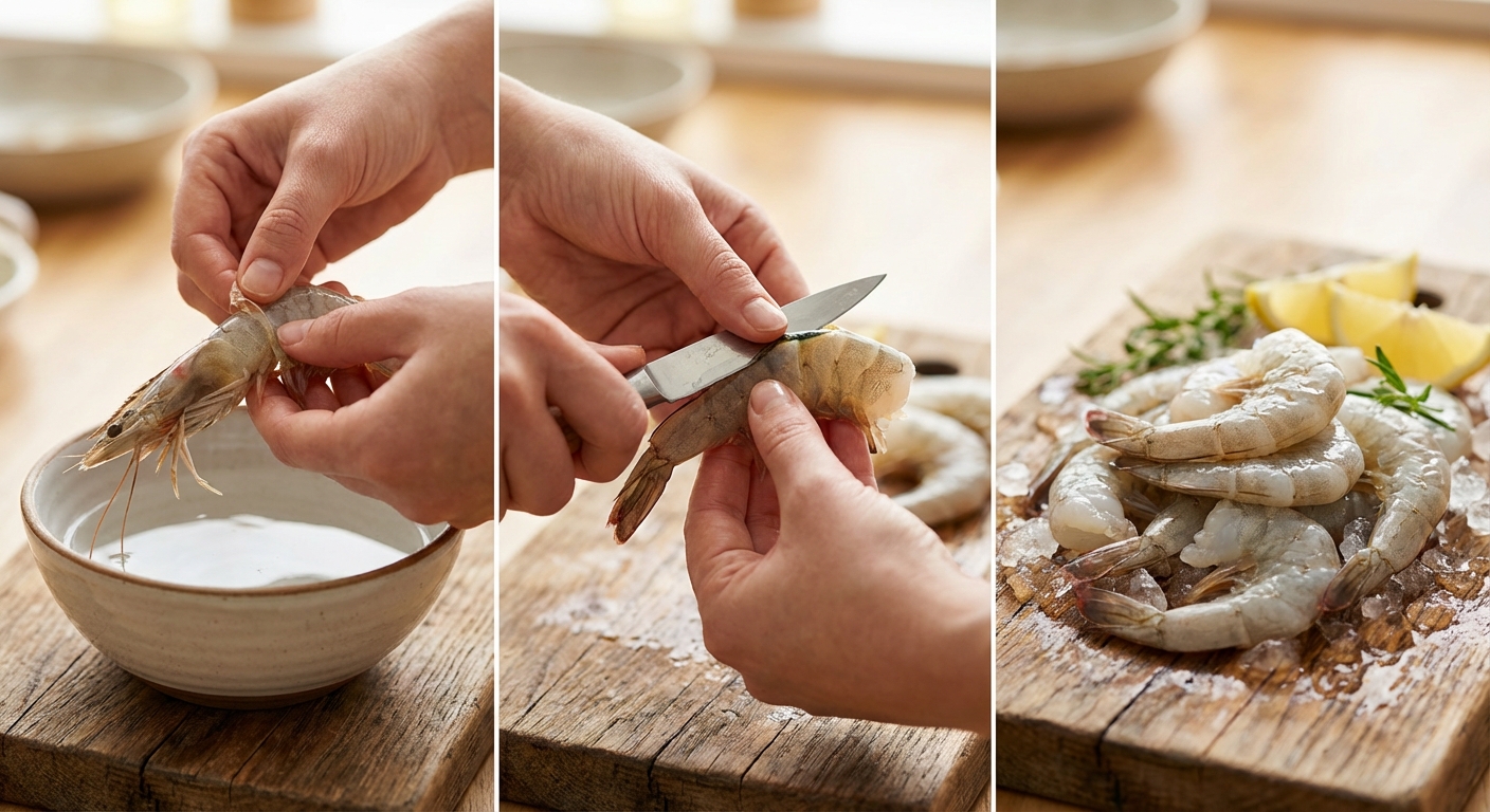 새우 손질 과정