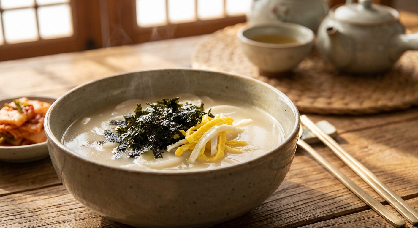김가루와 달걀지단이 올라간 떡국
