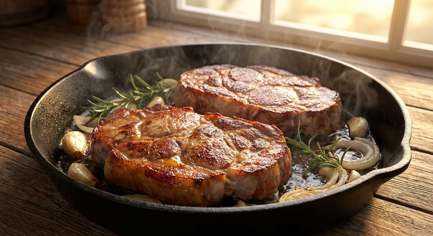 팬에서 굽는 목살