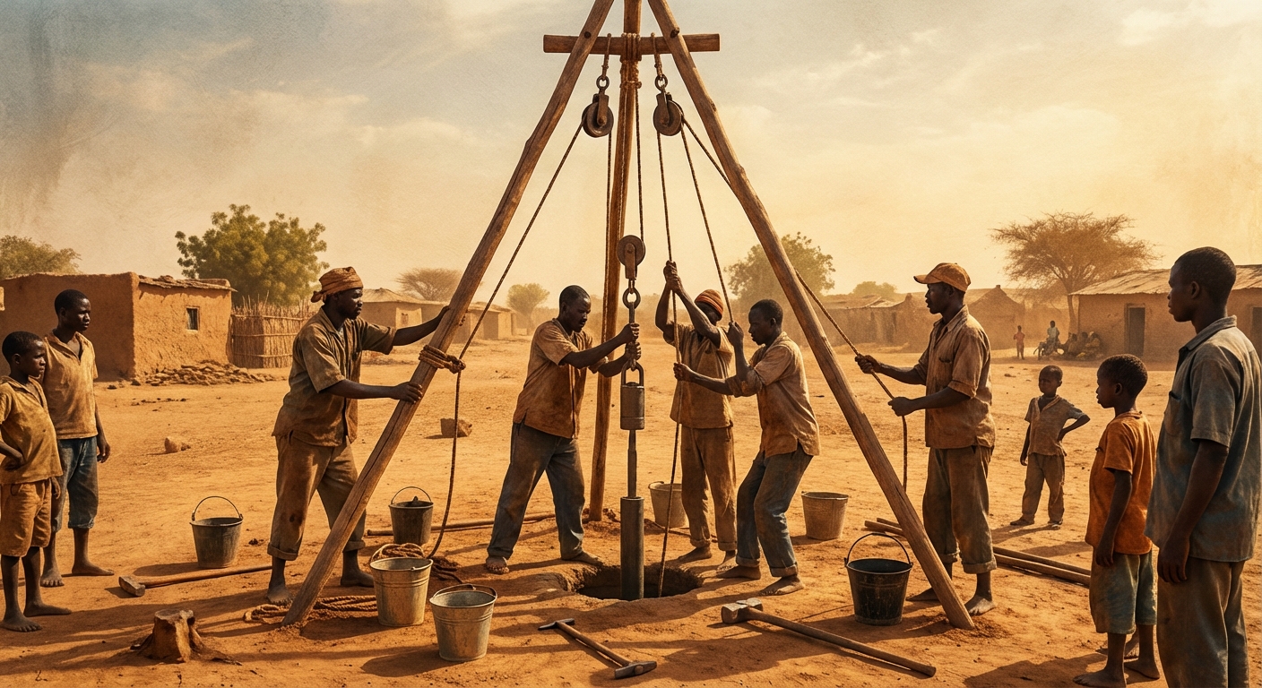 수작업 시추 작업 모습