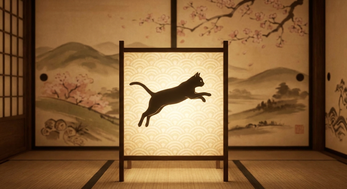 점프하는 고양이 실루엣