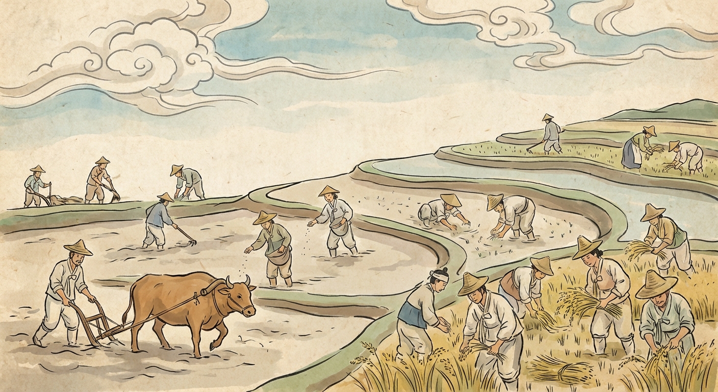 농사짓는 백성들의 모습을 담은 풍속화