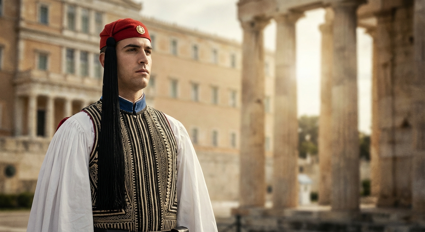 그리스 전통 의상, 흰 주름 스커트와 벨벳 조끼 속 역사를 만나다