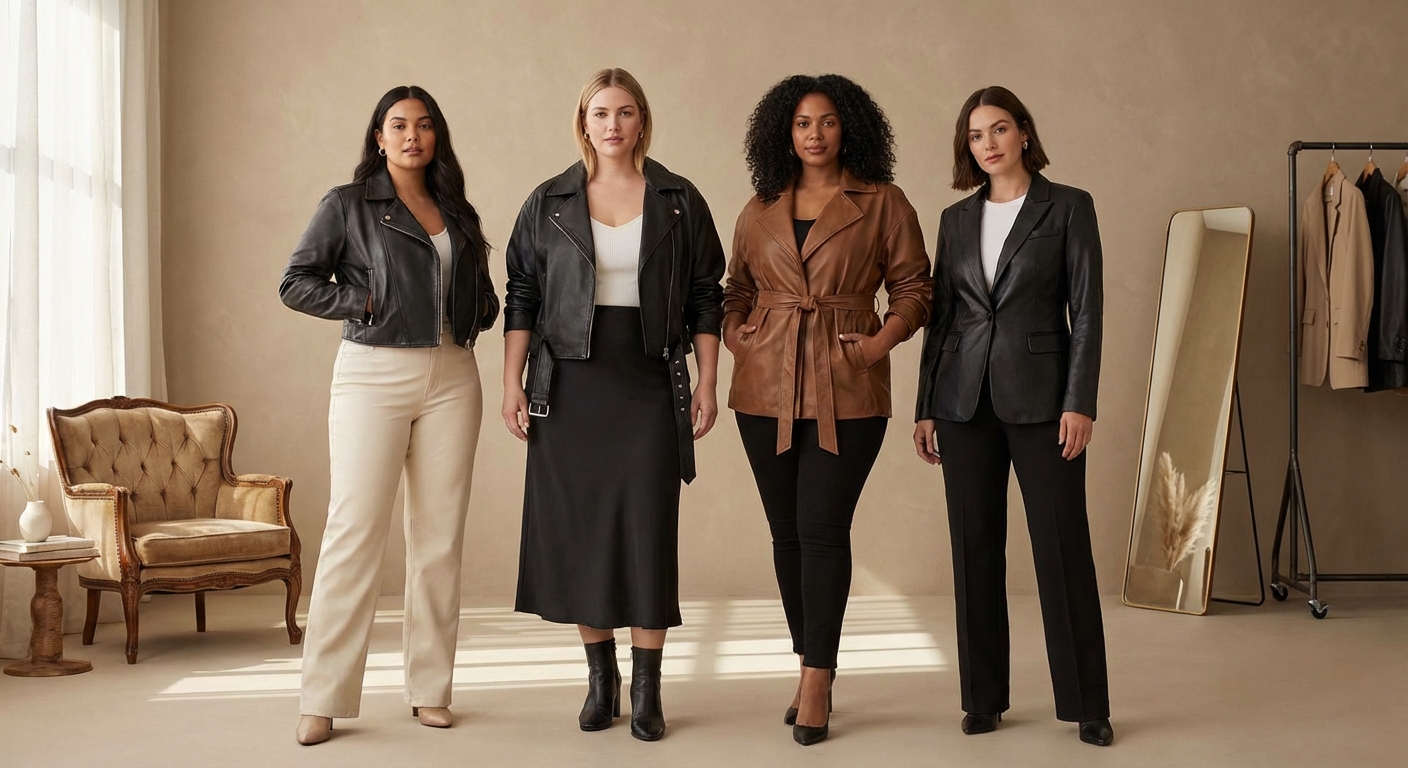 체형별 래더 재킷 핏 비교