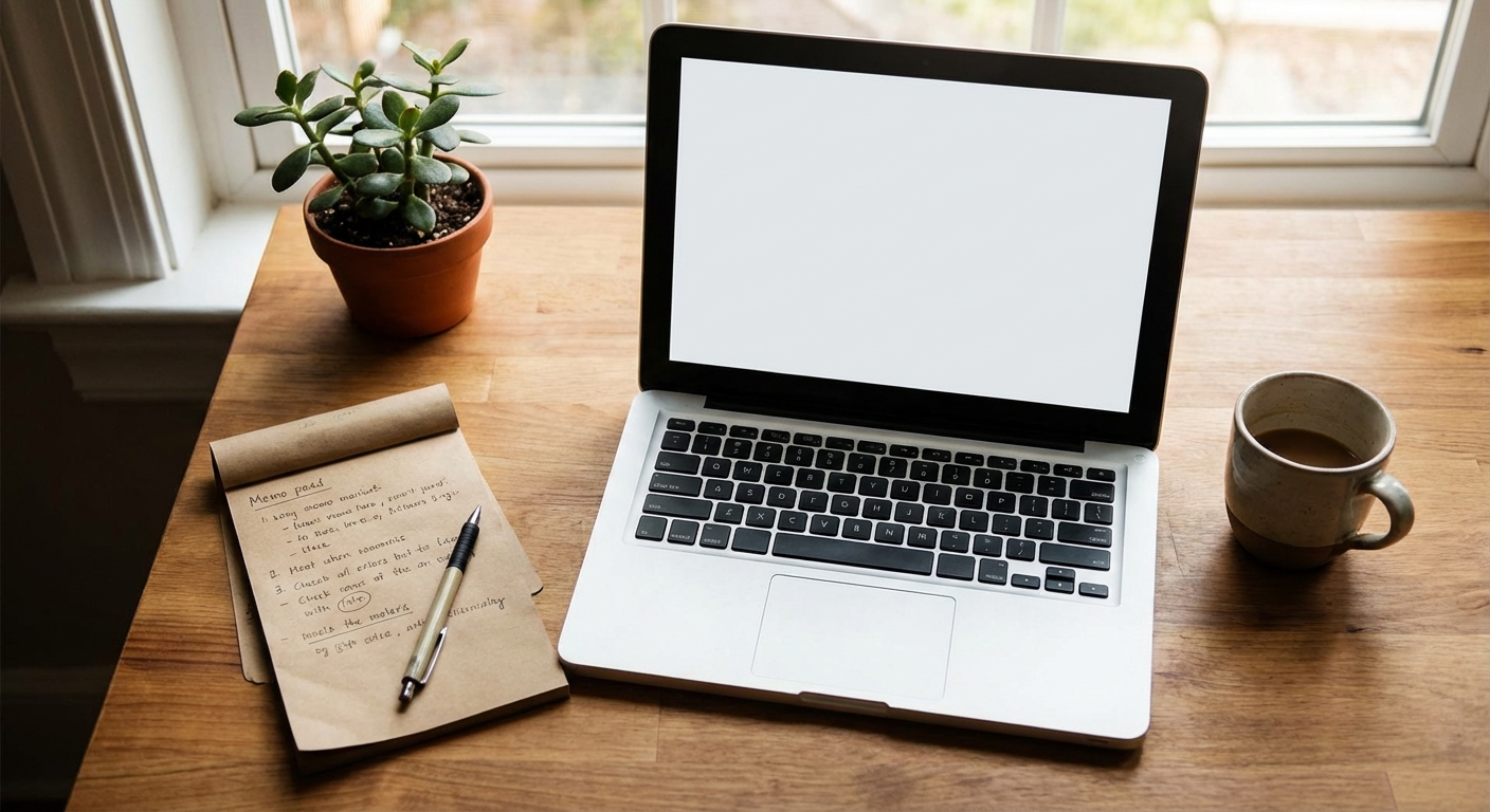 노트북과 메모지