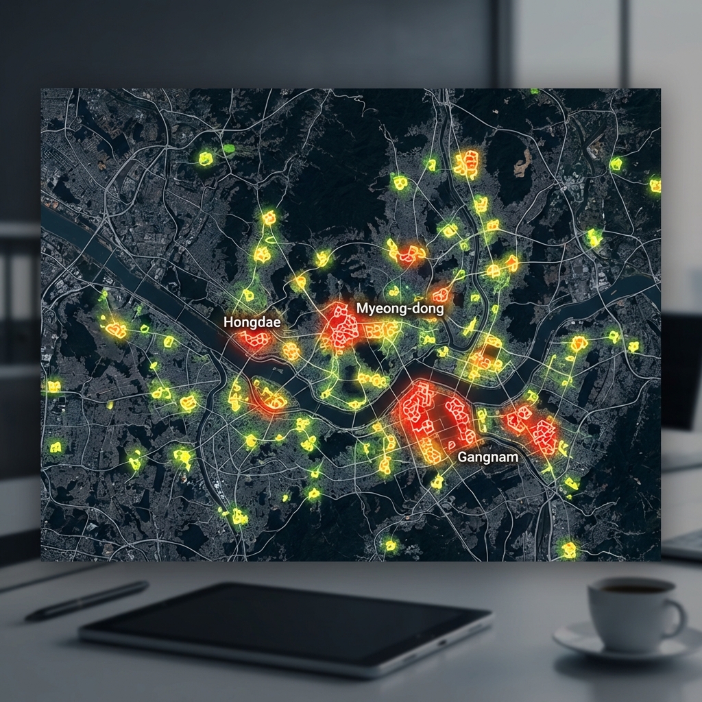 서울 주요 상권 편의점 밀집도 히트맵