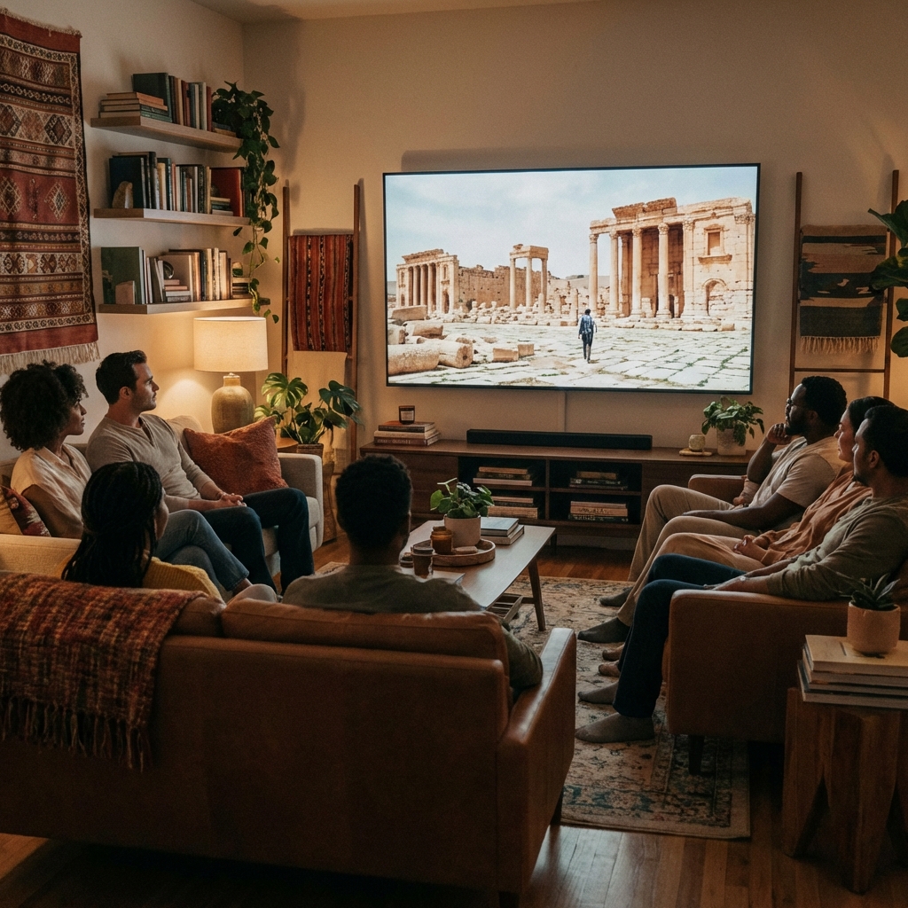 홈 시어터 감상 장면