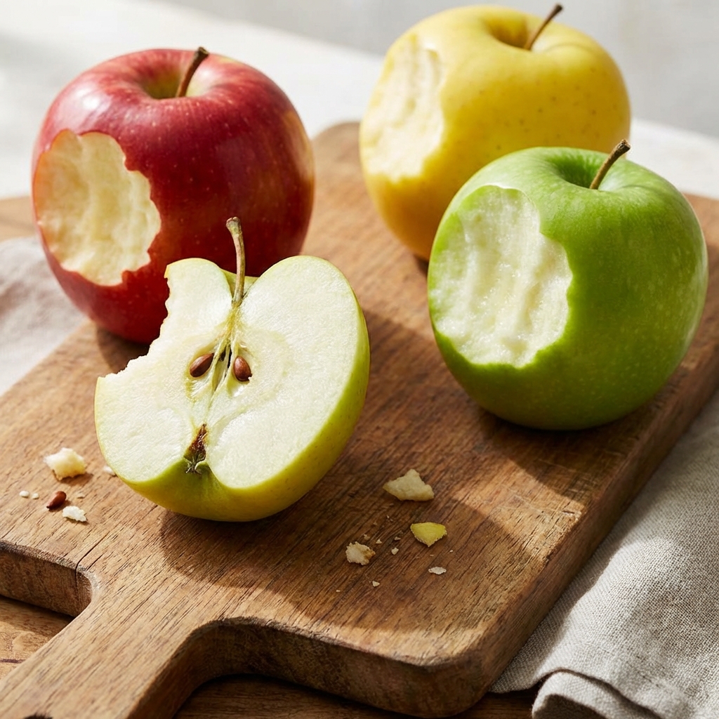 사과를 베어 문 단면 비교