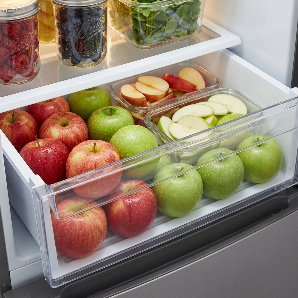 냉장고 속 사과 보관 모습