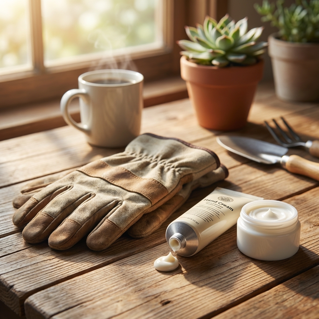 작업용 장갑과 핸드크림