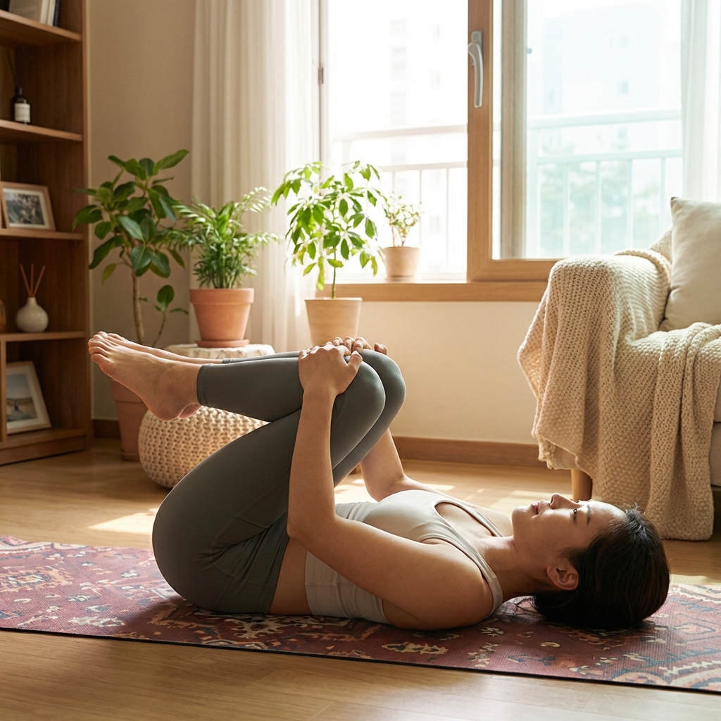 무릎 가슴 당기기 자세