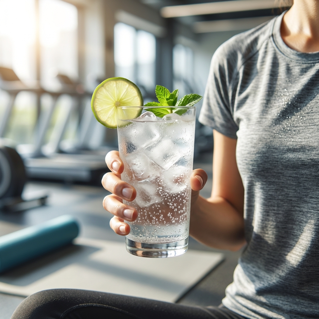 운동 후 제로음료 마시는 장면