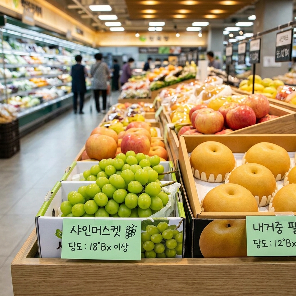 마트 과일 당도 표시
