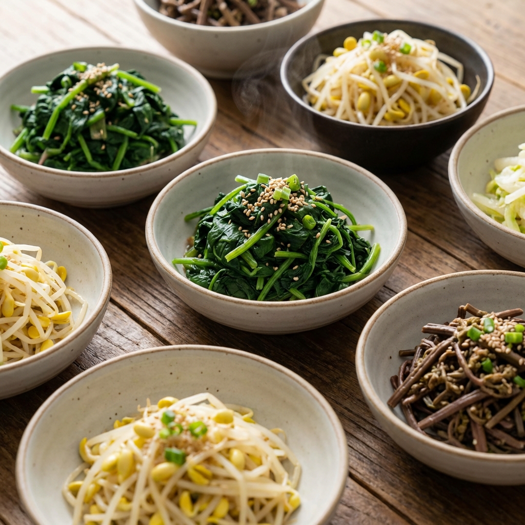 삶은 나물 요리