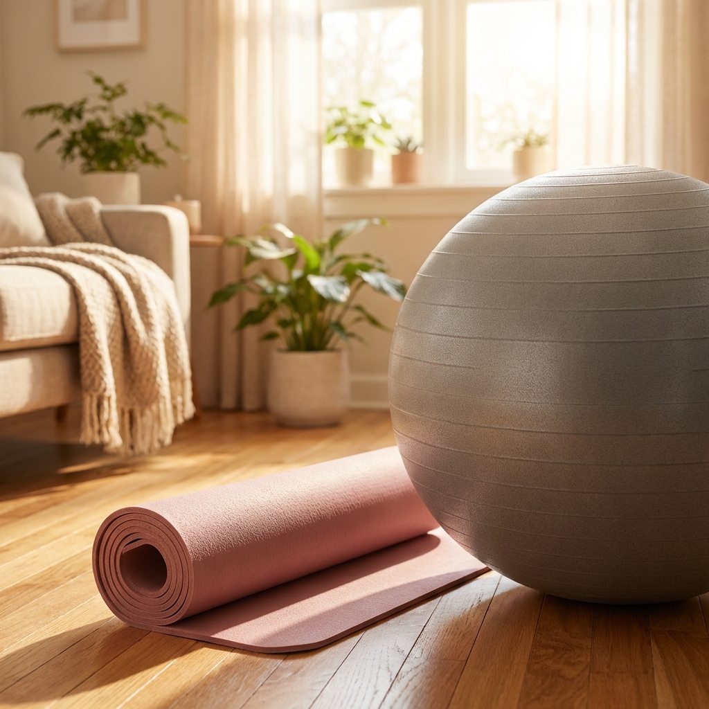 요가매트와균형볼
