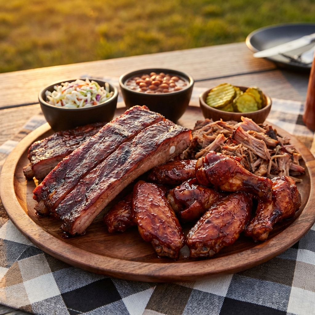 완성된 바베큐 요리