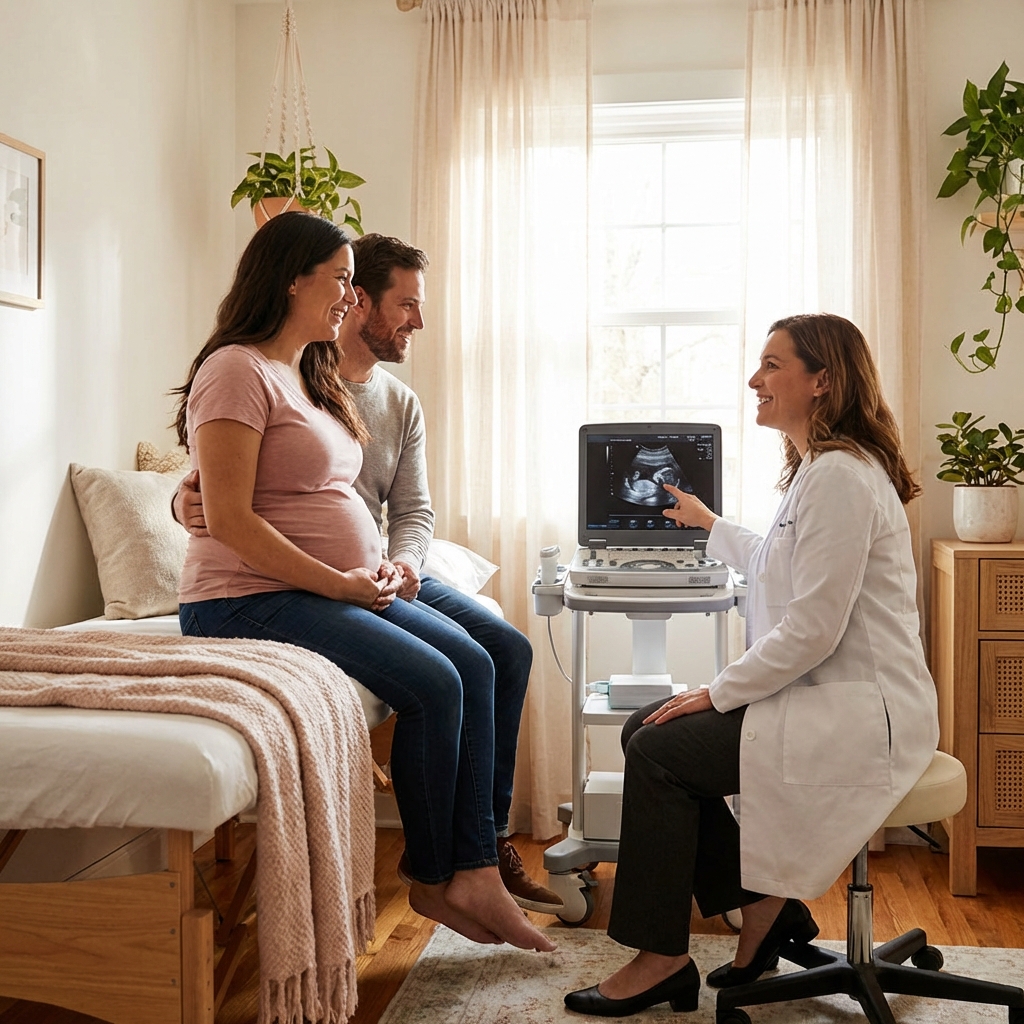 임신부 정기 검진 장면