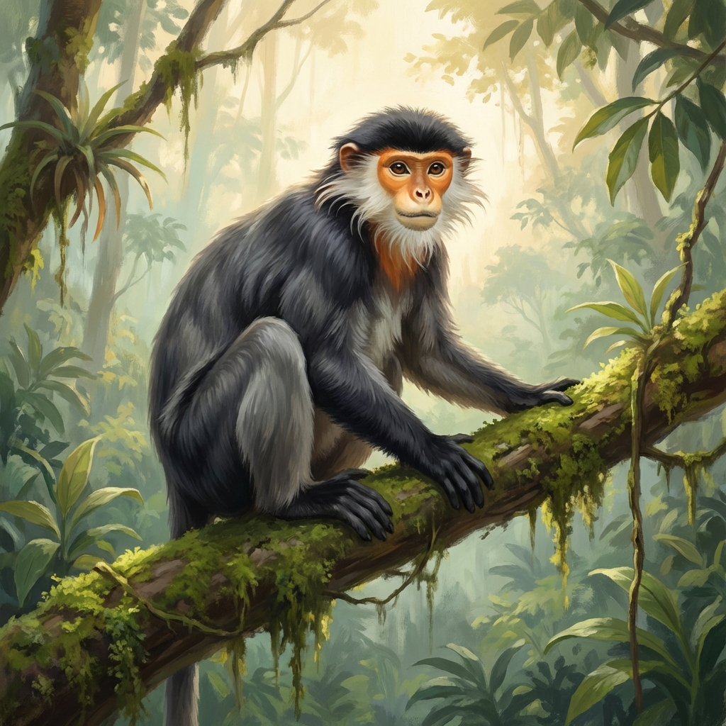 나무 위 두크잎원숭이