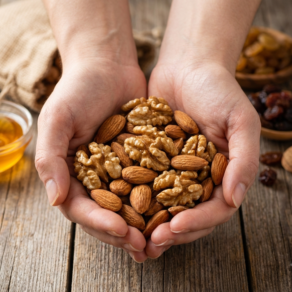 호두와 아몬드 한 줌