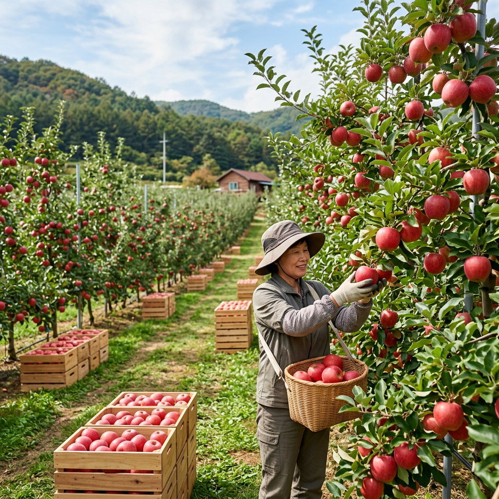 사과 생산 현장 또는 작황 상태