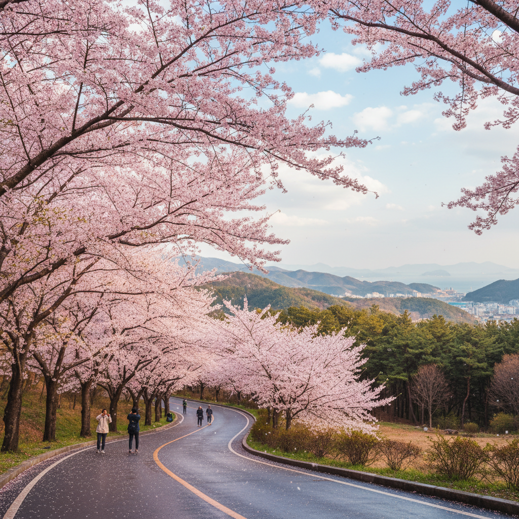 진해 안민고개 벚꽃 터널 전경