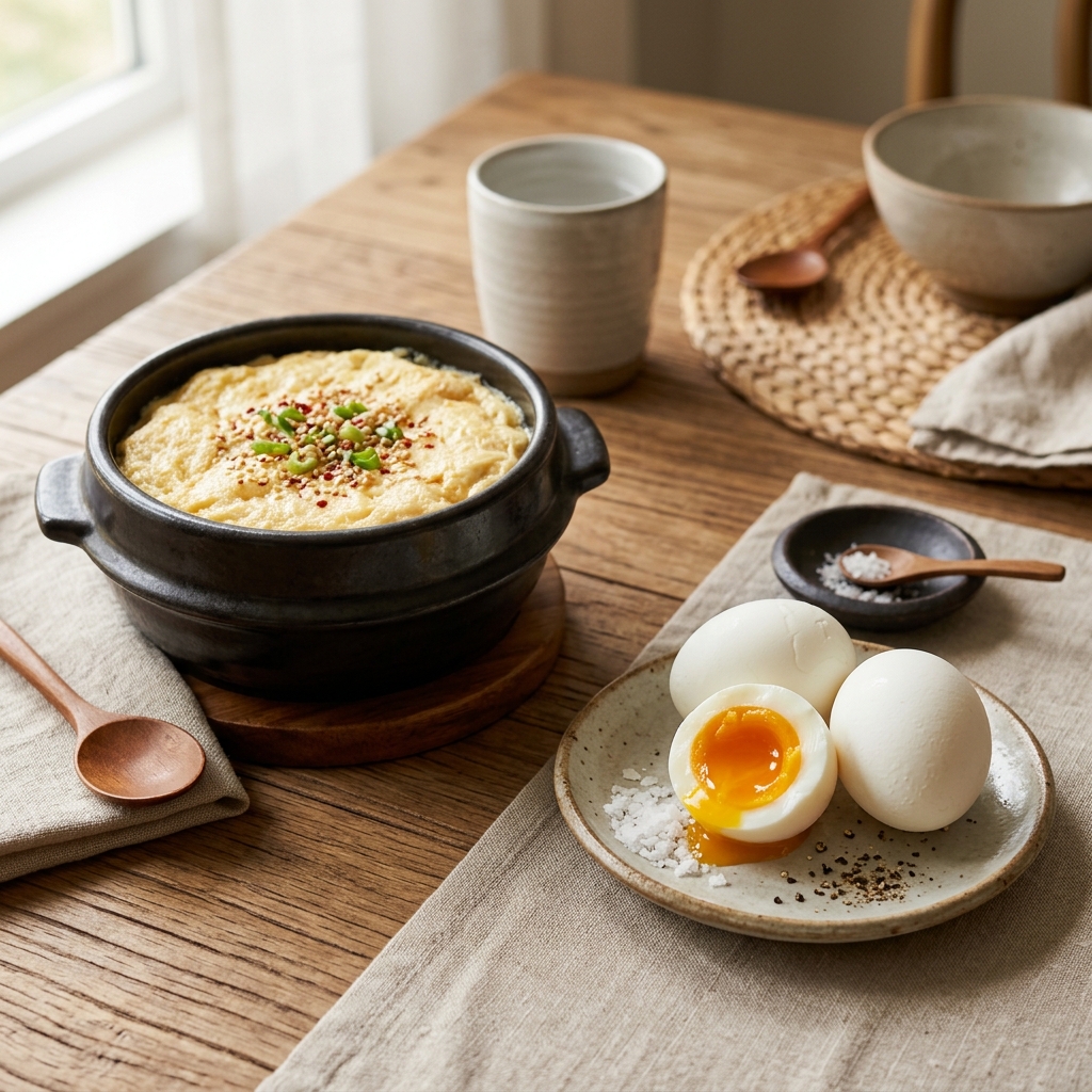 삶은 달걀과 계란찜