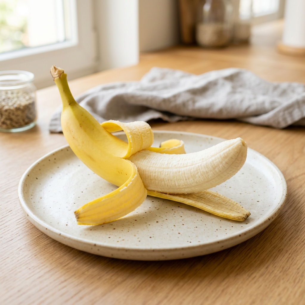 껍질을 깐 신선한 바나나