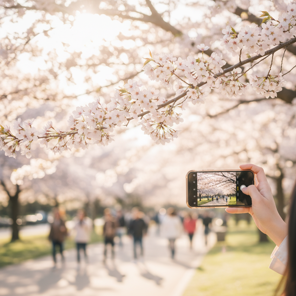 벚꽃 사진, 스마트폰 필터와 간단한 설정으로 화사하게 찍는 법