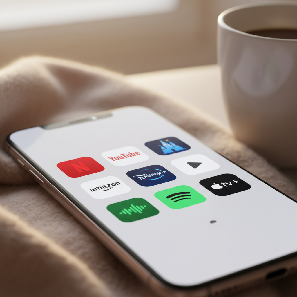 여러 OTT 앱 아이콘이 나란히 보이는 스마트폰 화면