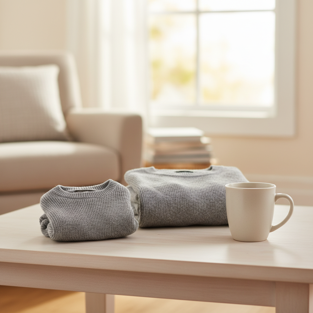 건조기로 작아진 회색 니트