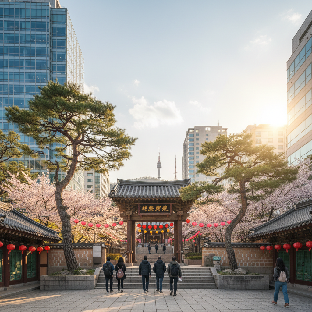 서울 도심 사찰 템플스테이 입구 전경