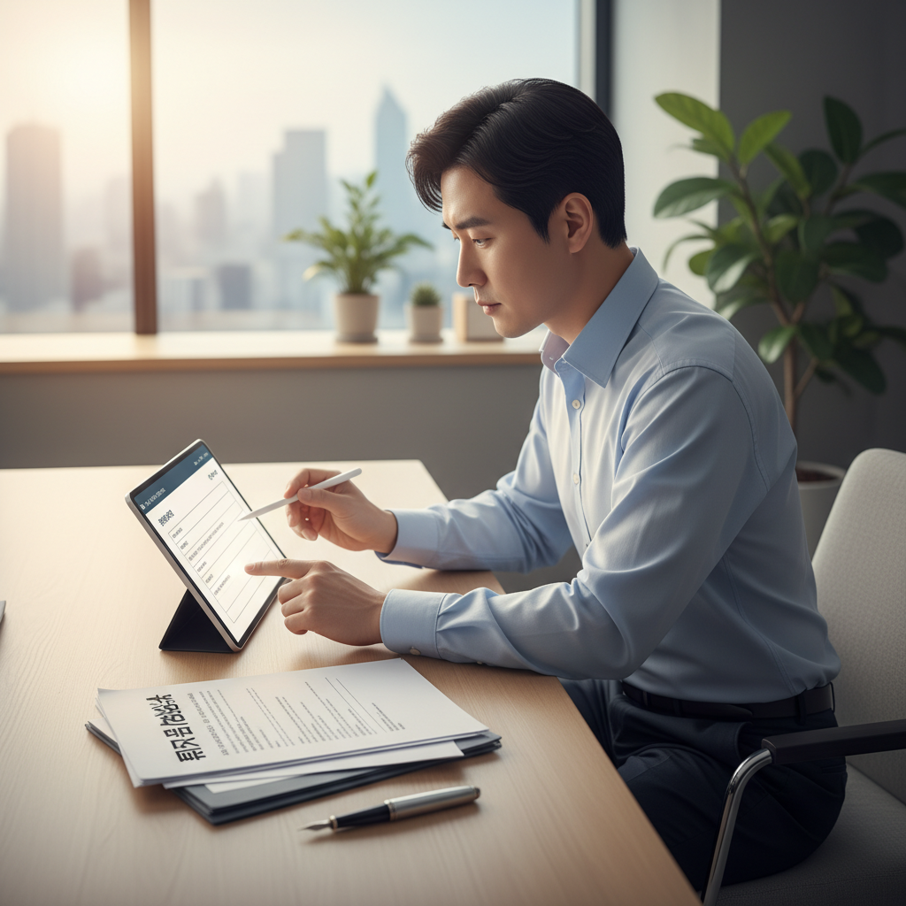 퇴직금 중간정산 신청서를 작성하는 근로자의 모습