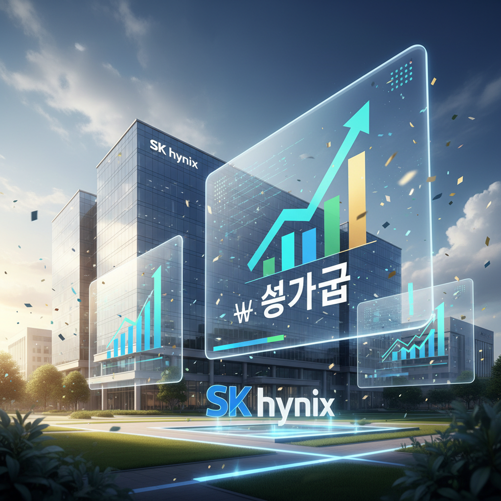 SK 하이닉스 본사 전경과 성과급 발표 자료