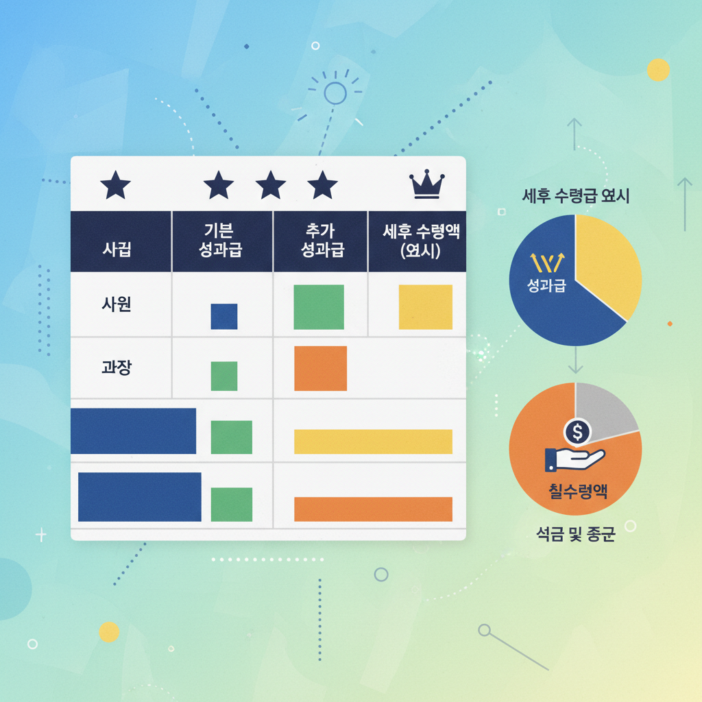 직급별 성과급 비교 표와 세후 수령액 예시