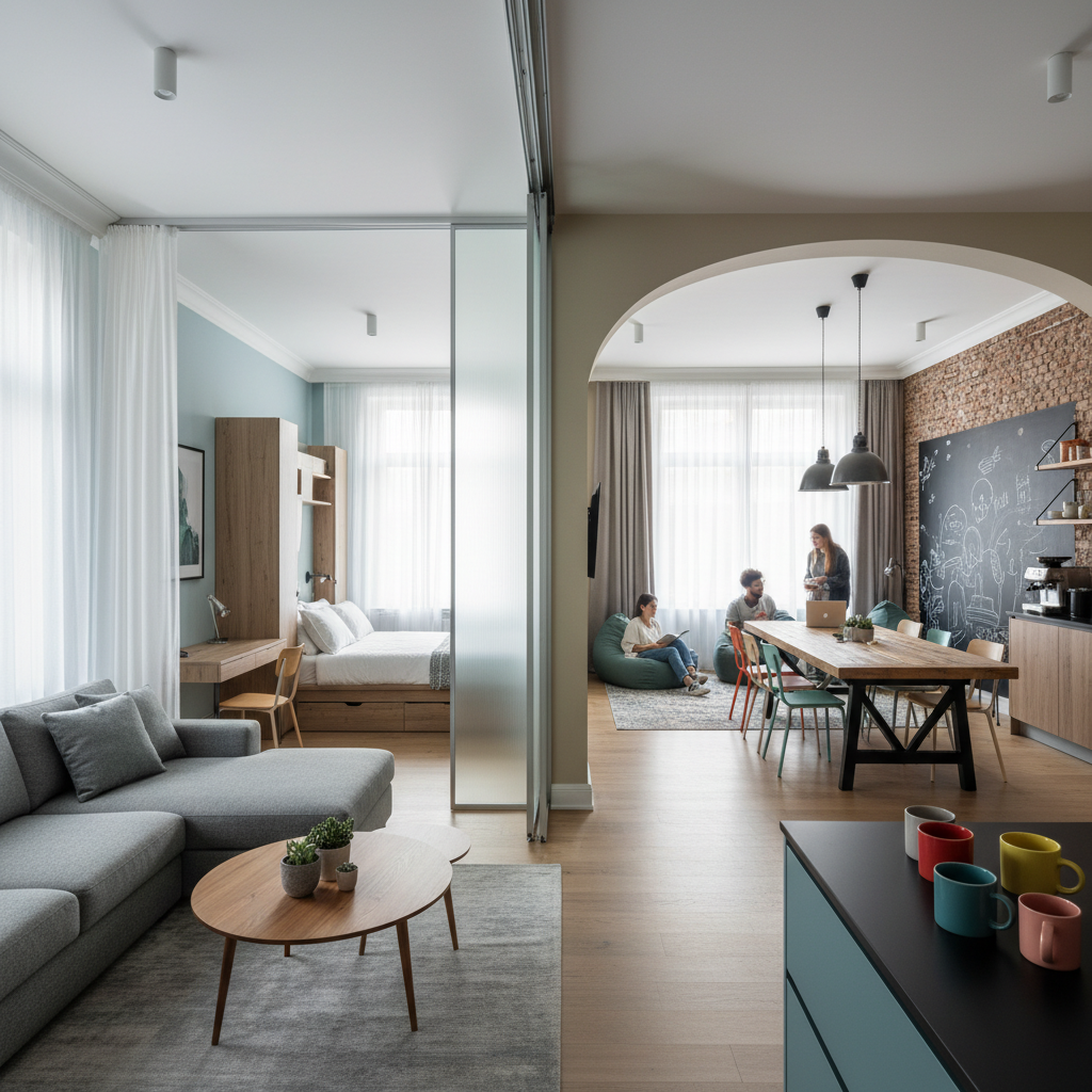 투룸형 청년 주택 내부 구조와 공유 공간 모습