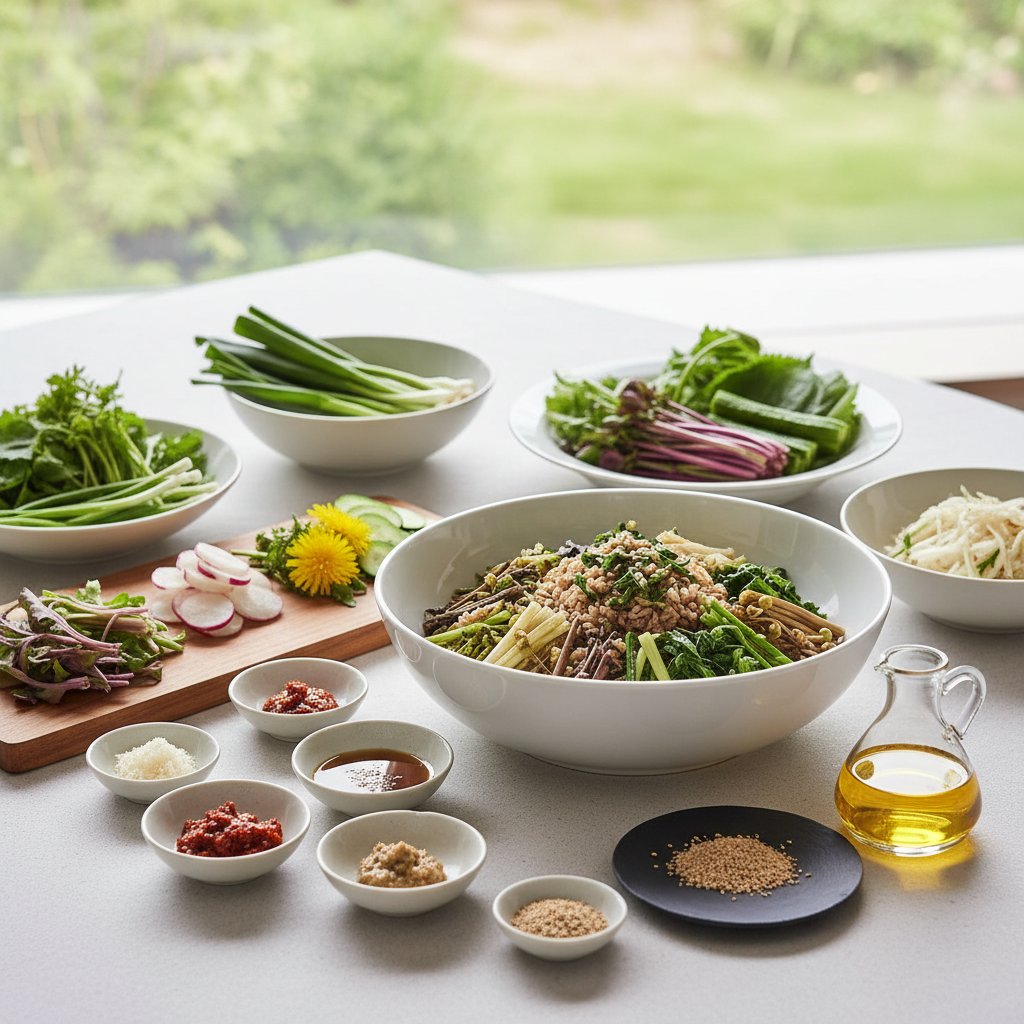 봄나물과 제철 식재료가 담긴 밥상
