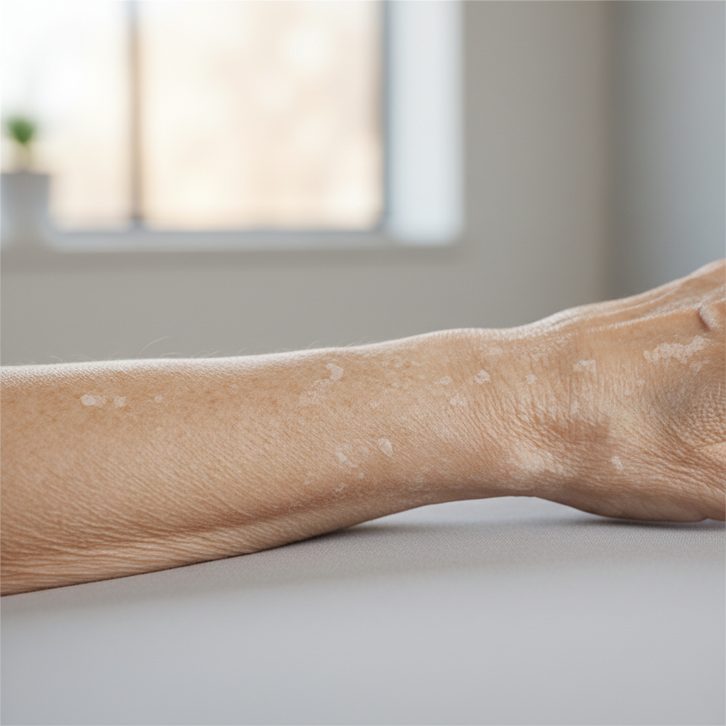 건조해진 시니어 팔 피부 표면