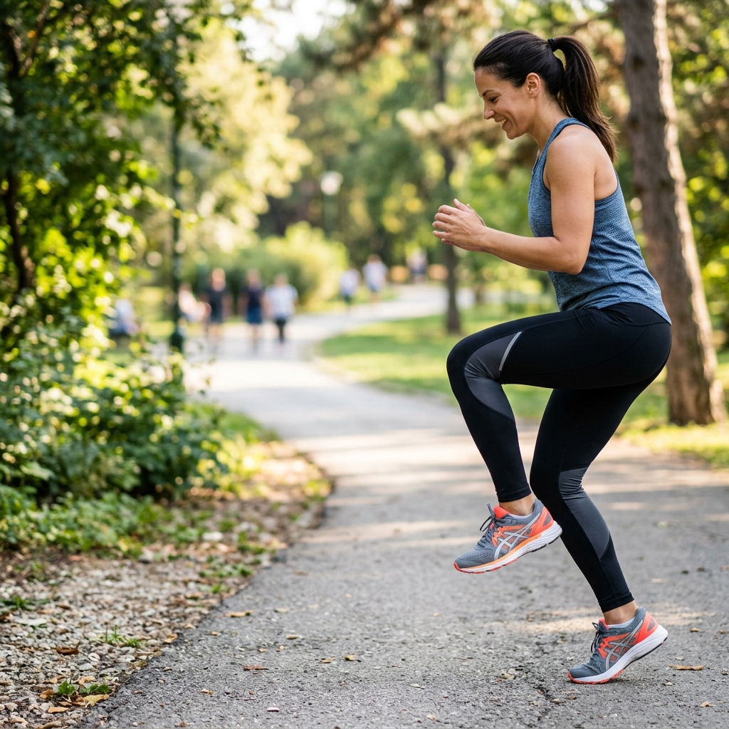 앉았다 일어서는 동작에서 무릎 관절이 움직이는 장면