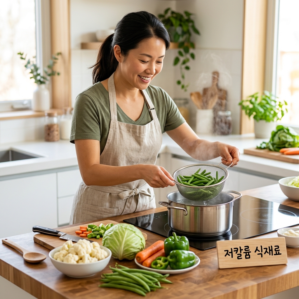 채소를 데치는 조리 과정과 저칼륨 식재료