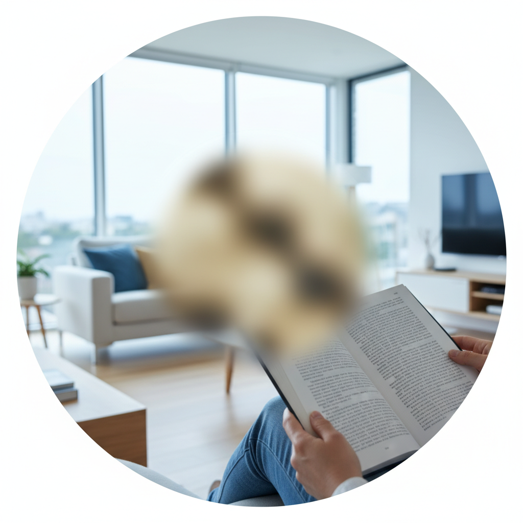 황반변성으로 시야 중심이 흐릿하게 보이는 장면을 재현한 시뮬레이션 화면