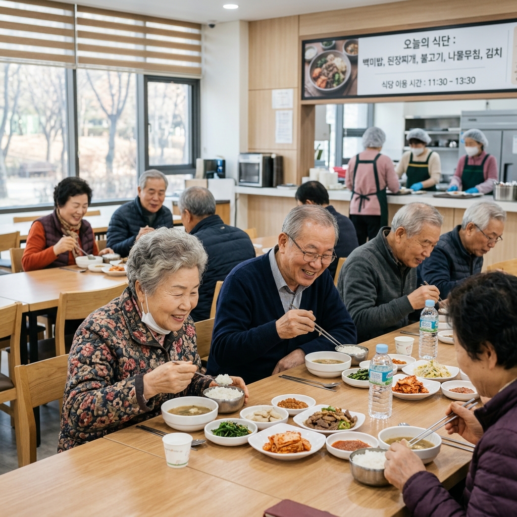 경로식당에서 식사 중인 어르신들