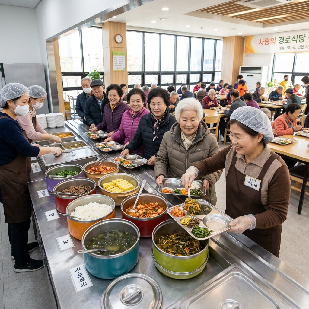 경로식당 배식 장면